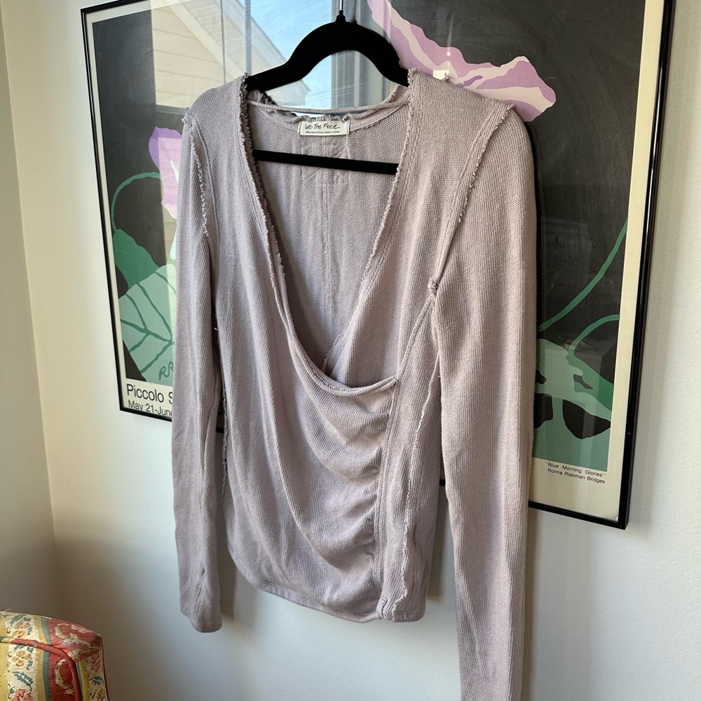 We The Free Lavender V-Neck Sweater